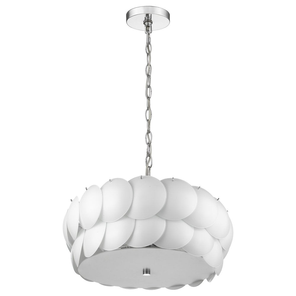 Selene 6-Light Polished Chrome Pendant With Overlapping Frosted White Glass Discs Shade  Warm Home View