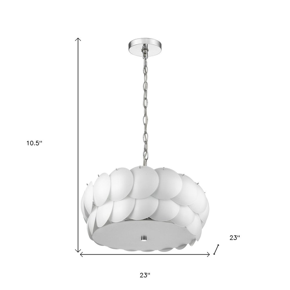 Selene 6-Light Polished Chrome Pendant With Overlapping Frosted White Glass Discs Shade  Warm Home View