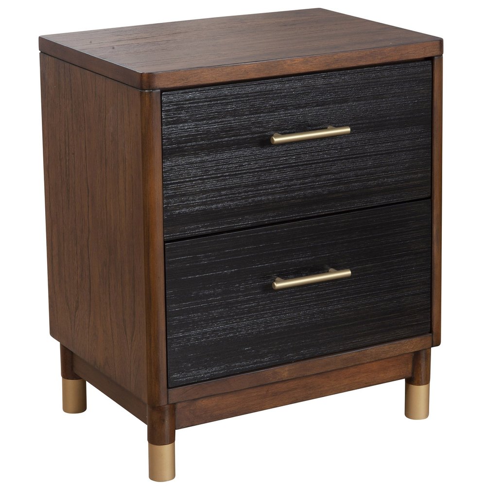 Dark Walnut and Black Mod Drawer Nightstand  Warm Home View