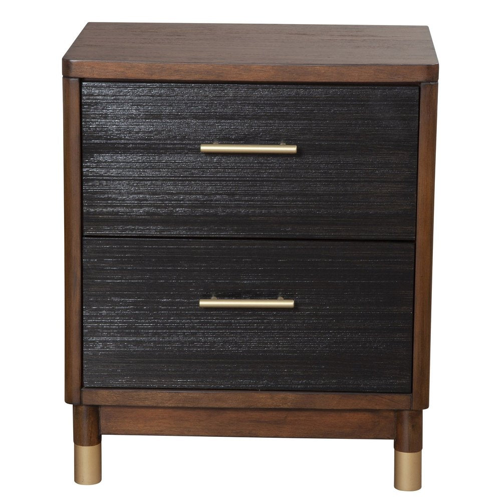 Dark Walnut and Black Mod Drawer Nightstand  Warm Home View