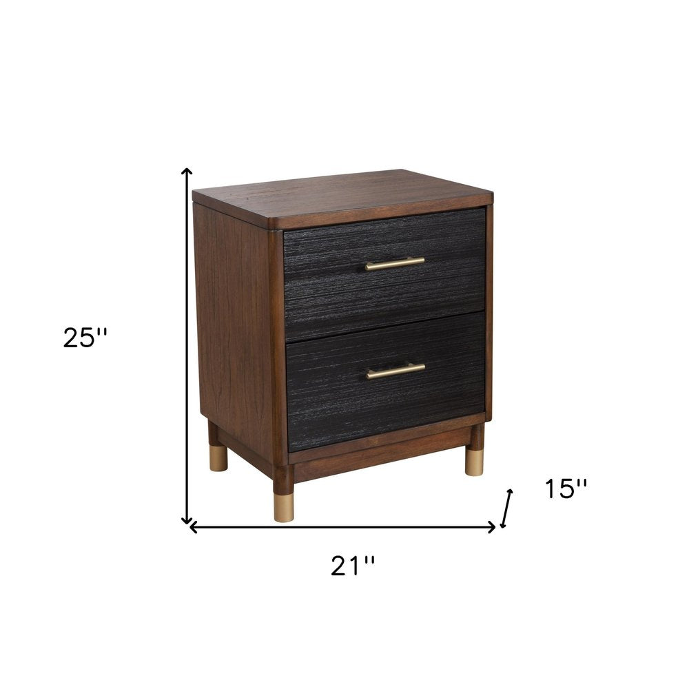 Dark Walnut and Black Mod Drawer Nightstand  Warm Home View