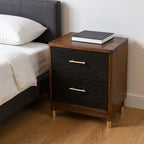 Dark Walnut and Black Mod Drawer Nightstand  Warm Home View