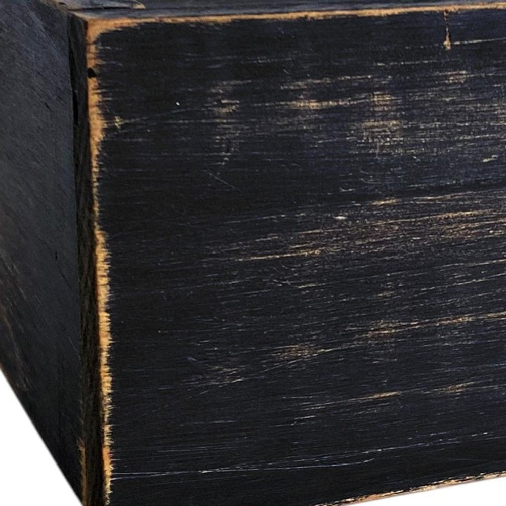 7" Black Wood Wall Mounted Floating Shelf With LED Light  Warm Home View