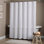 Luxurious White Waffle Weave Shower Curtain  Warm Home View