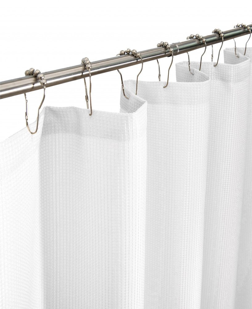 Luxurious White Waffle Weave Shower Curtain  Warm Home View