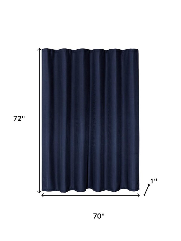 Luxurious Navy Waffle Weave Shower Curtain  Warm Home View