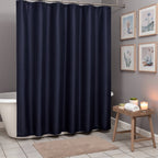 Luxurious Navy Waffle Weave Shower Curtain  Warm Home View