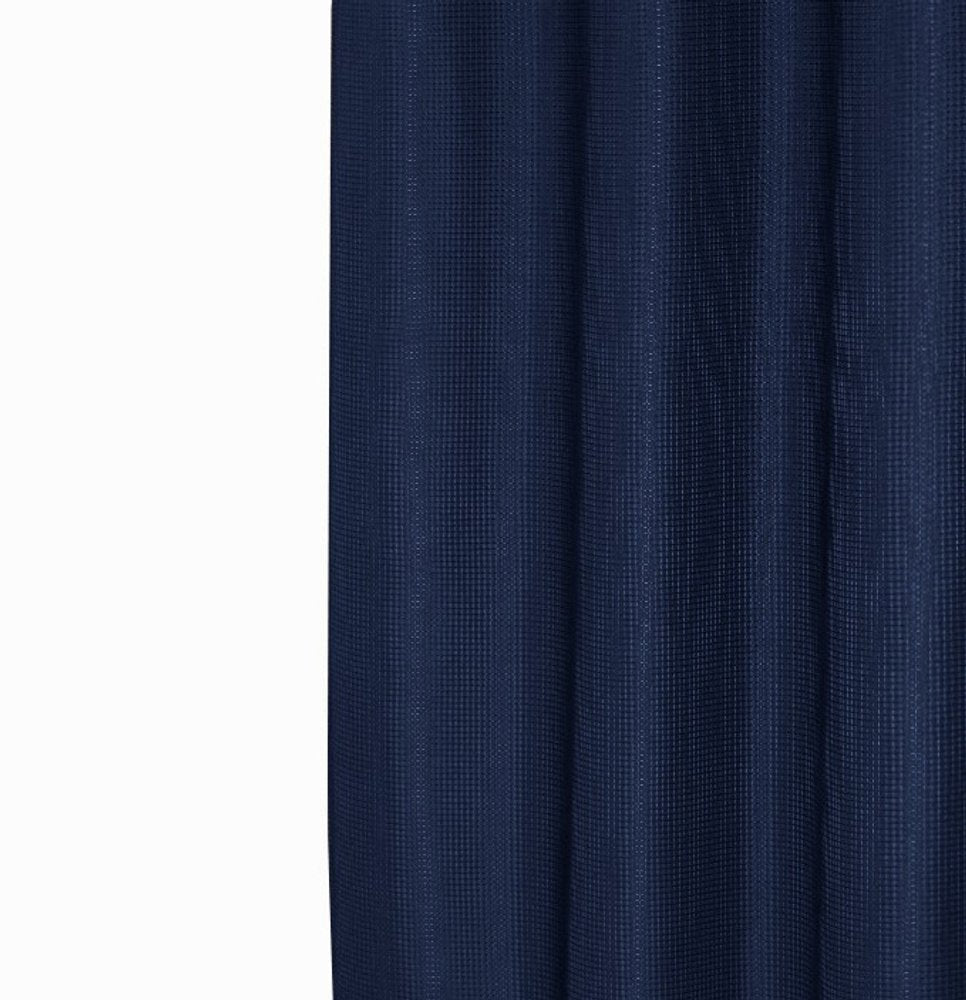 Luxurious Navy Waffle Weave Shower Curtain  Warm Home View