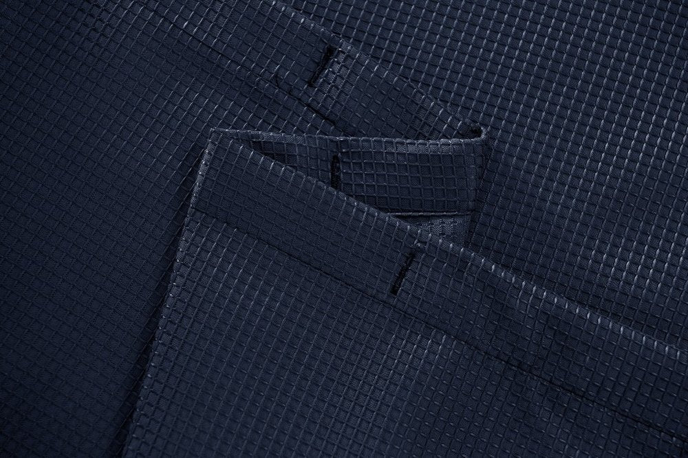 Luxurious Navy Waffle Weave Shower Curtain  Warm Home View