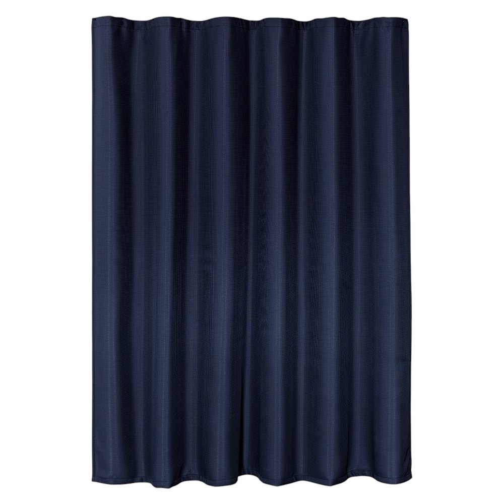 Luxurious Navy Waffle Weave Shower Curtain  Warm Home View