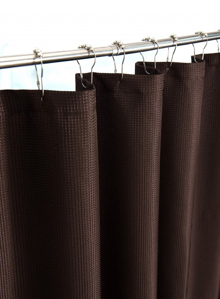 Luxurious Brown Waffle Weave Shower Curtain  Warm Home View
