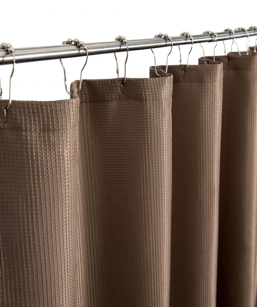 Luxurious Mocha Waffle Weave Shower Curtain  Warm Home View
