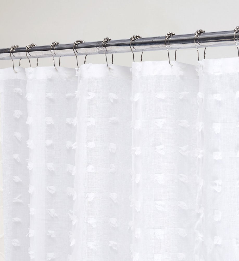 White Puff Sheer Shower Curtain  Warm Home View