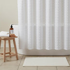 White Puff Sheer Shower Curtain  Warm Home View