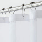 White Sheer and Grid Shower Curtain and Liner Set  Warm Home View