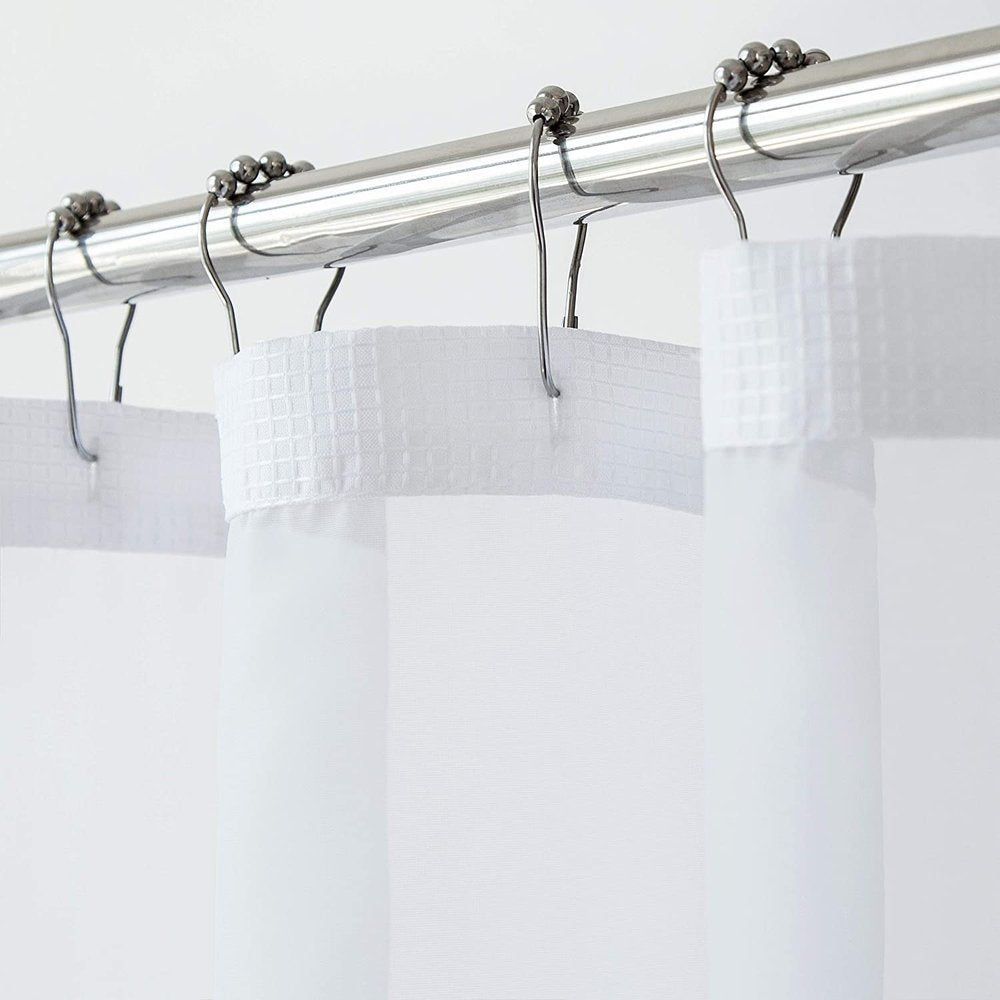 White Sheer and Grid Shower Curtain and Liner Set  Warm Home View