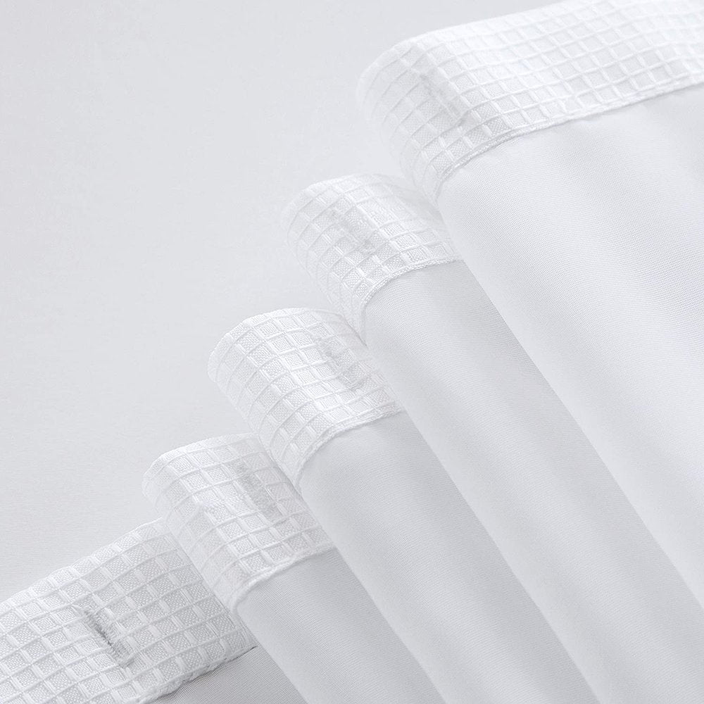 White Sheer and Grid Shower Curtain and Liner Set  Warm Home View