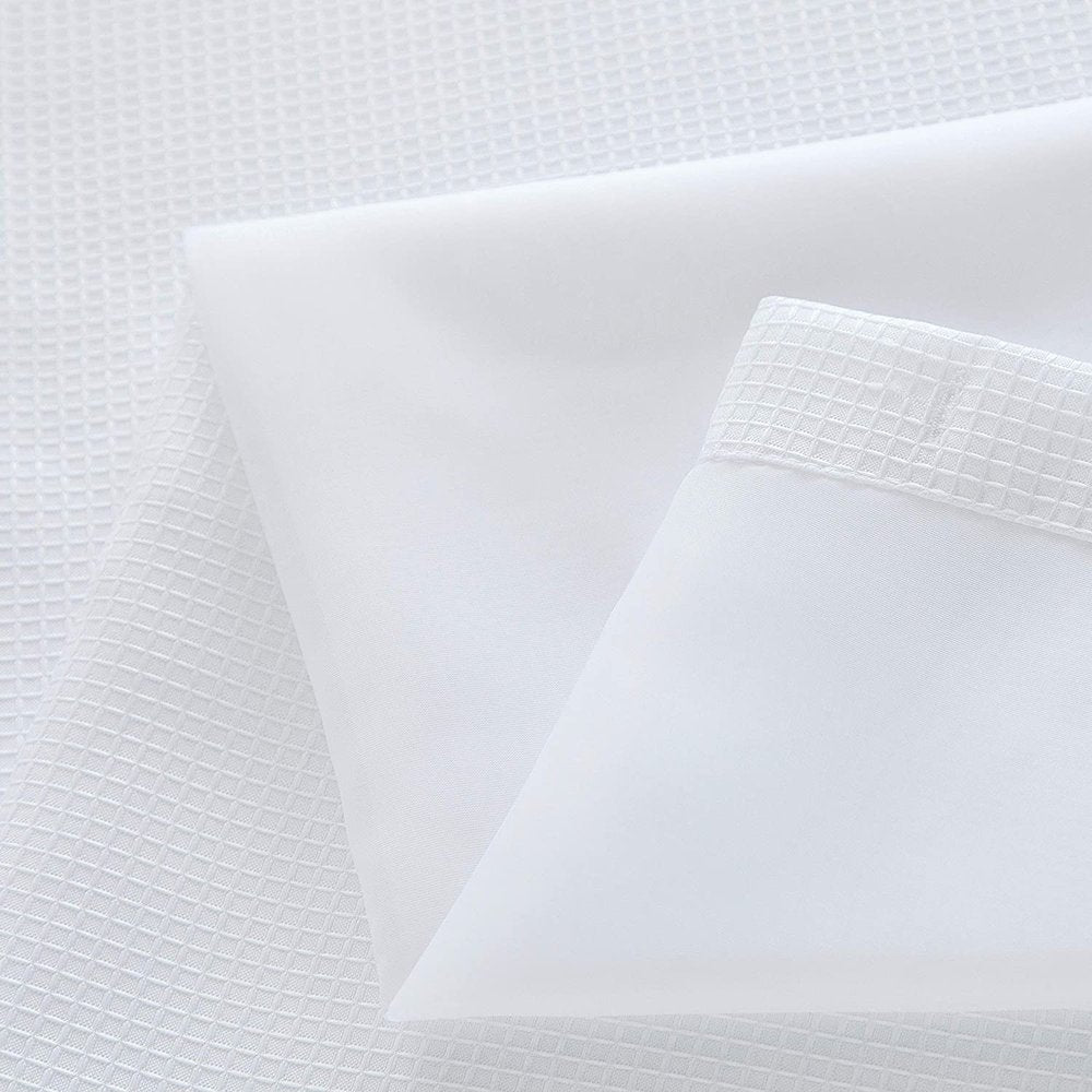 White Sheer and Grid Shower Curtain and Liner Set  Warm Home View