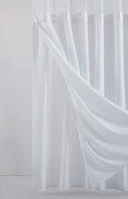 White Sheer and Grid Shower Curtain and Liner Set  Warm Home View