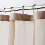 Mocha Sheer and Grid Shower Curtain and Liner Set  Warm Home View
