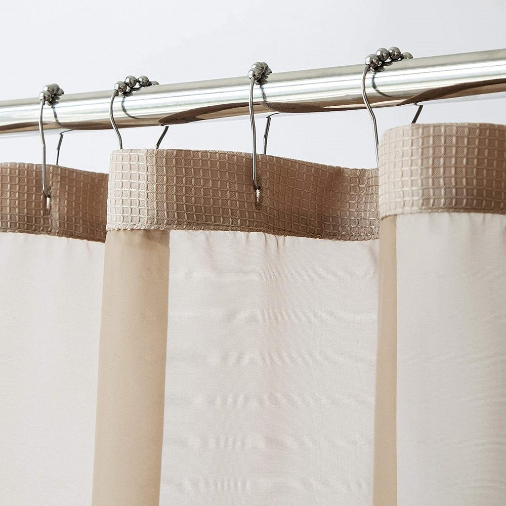 Mocha Sheer and Grid Shower Curtain and Liner Set  Warm Home View