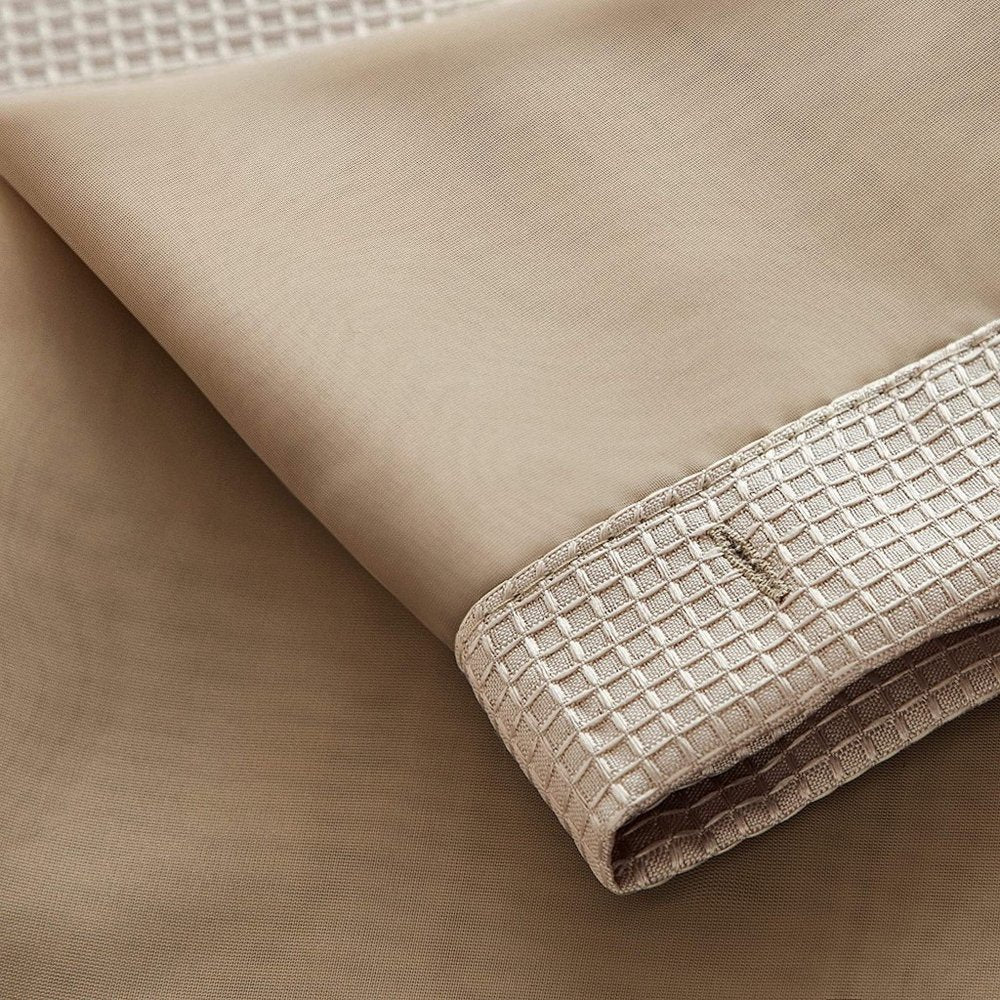 Mocha Sheer and Grid Shower Curtain and Liner Set  Warm Home View