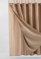 Mocha Sheer and Grid Shower Curtain and Liner Set  Warm Home View