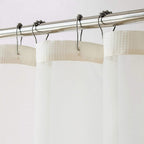 Ivory Sheer and Grid Shower Curtain and Liner Set  Warm Home View