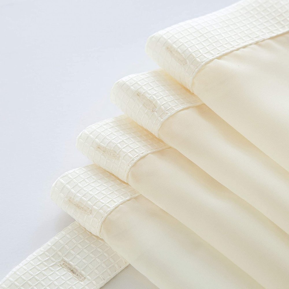 Ivory Sheer and Grid Shower Curtain and Liner Set  Warm Home View