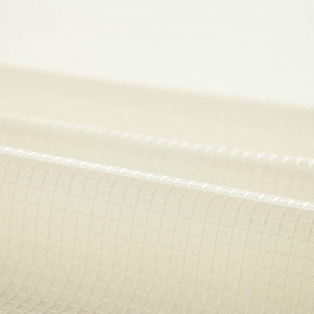Ivory Sheer and Grid Shower Curtain and Liner Set  Warm Home View