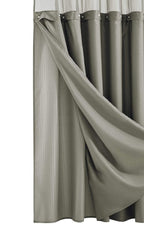 Gray Sheer and Grid Shower Curtain and Liner Set  Warm Home View