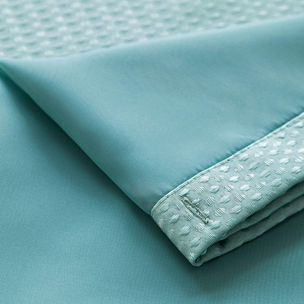Teal Sheer and Grid Shower Curtain and Liner Set  Warm Home View