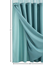 Teal Sheer and Grid Shower Curtain and Liner Set  Warm Home View