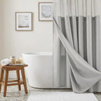Silver Modern Grid Shower Curtain and Liner Set  Warm Home View