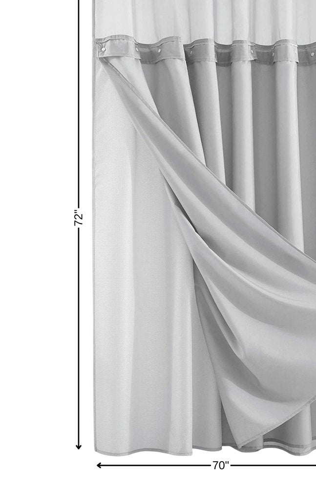 Silver Modern Grid Shower Curtain and Liner Set  Warm Home View