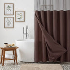 Brown Modern Grid Shower Curtain and Liner Set  Warm Home View