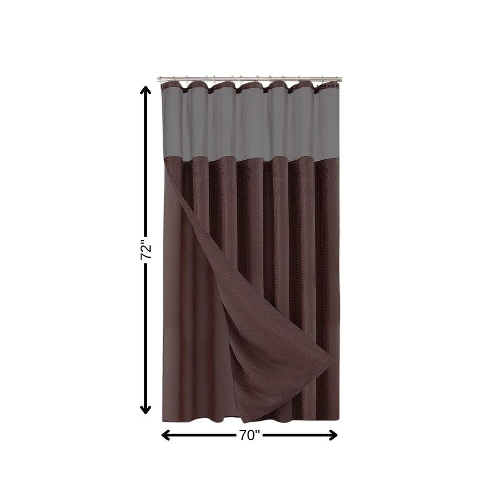 Brown Modern Grid Shower Curtain and Liner Set  Warm Home View