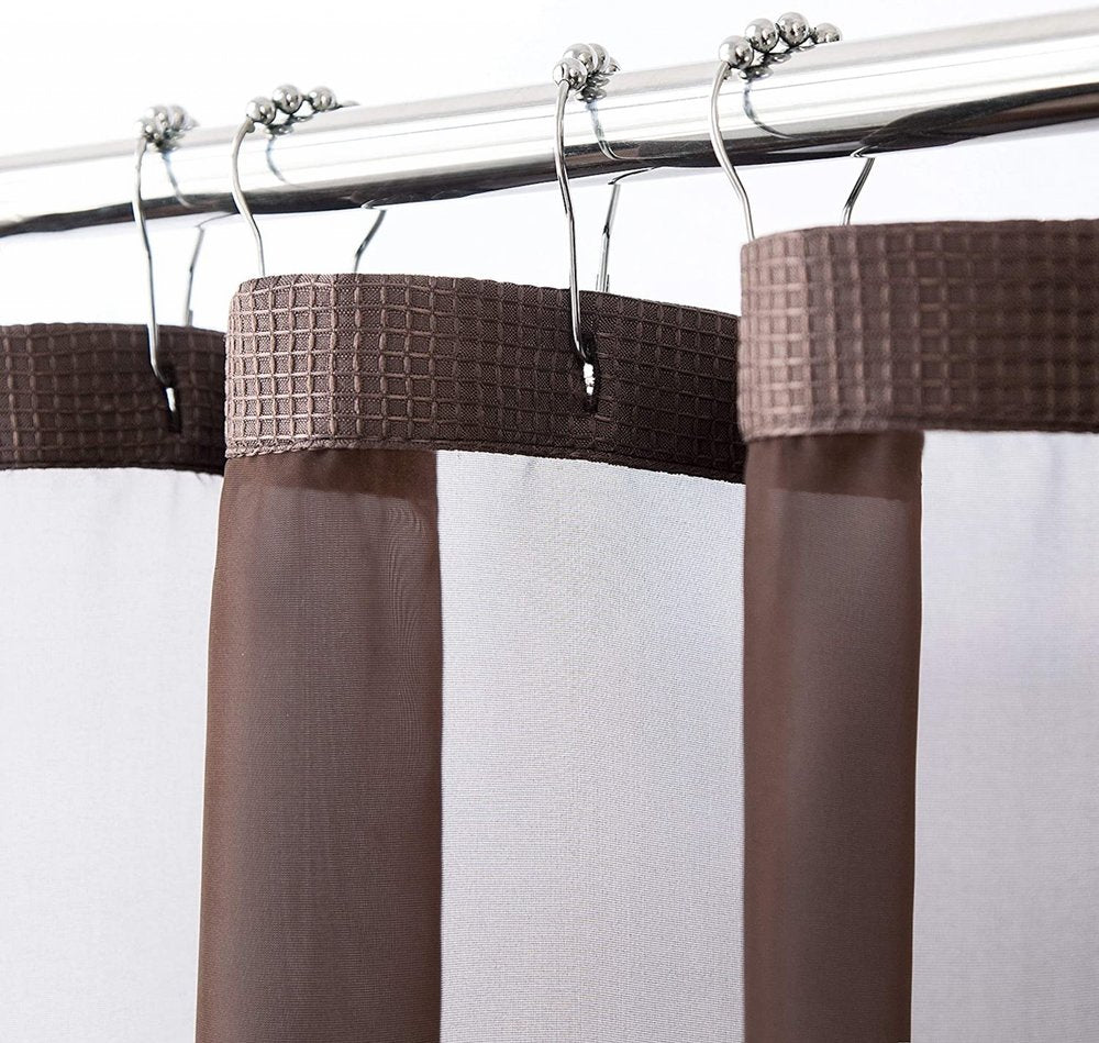 Brown Modern Grid Shower Curtain and Liner Set  Warm Home View