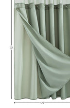 Sage Green Modern Grid Shower Curtain and Liner Set  Warm Home View
