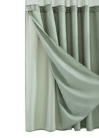 Sage Green Modern Grid Shower Curtain and Liner Set  Warm Home View