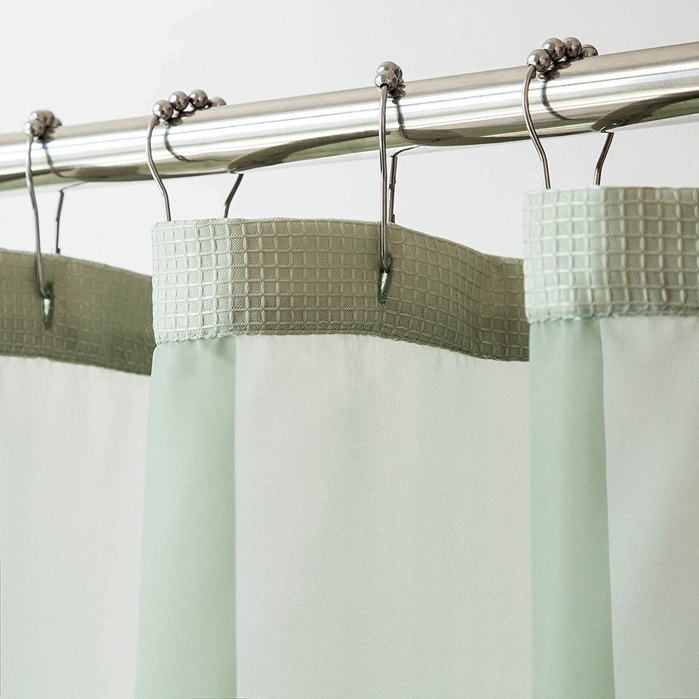 Sage Green Modern Grid Shower Curtain and Liner Set  Warm Home View