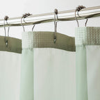 Sage Green Modern Grid Shower Curtain and Liner Set  Warm Home View