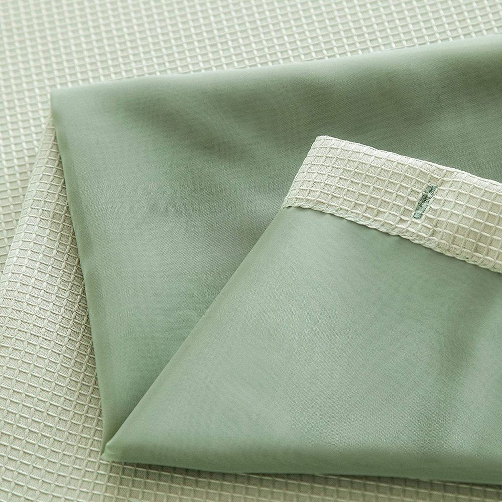 Sage Green Modern Grid Shower Curtain and Liner Set  Warm Home View
