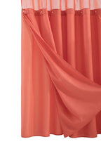Coral Sheer and Grid Shower Curtain and Liner Set  Warm Home View