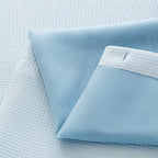 Light Blue Sheer and Grid Shower Curtain and Liner Set  Warm Home View