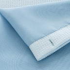 Light Blue Sheer and Grid Shower Curtain and Liner Set  Warm Home View