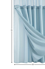 Light Blue Sheer and Grid Shower Curtain and Liner Set  Warm Home View