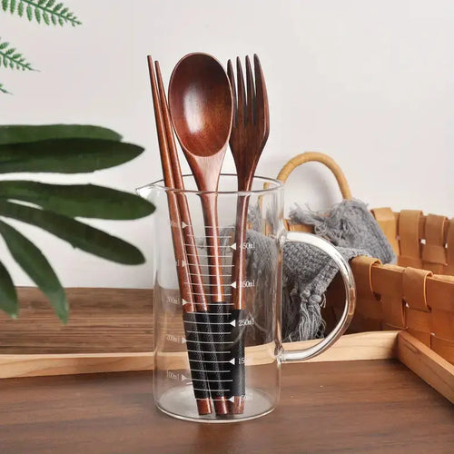 3-Piece Solid Wood Dinnerware Set with Utensils  Warm Home View