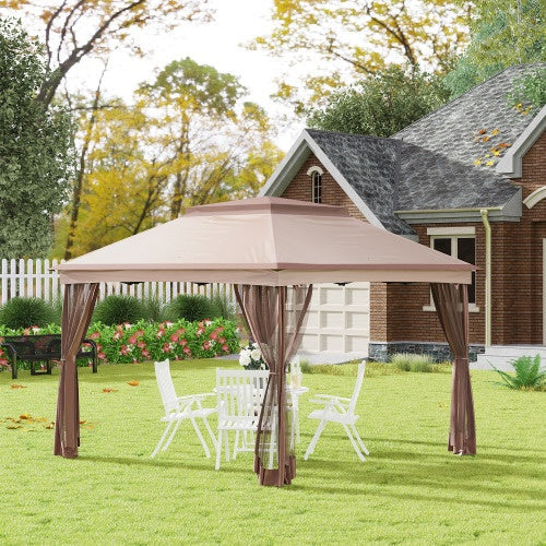 Pop-up Awning Outdoor Patio Gazebo Shelter with Detachable Zipper Net - Metal, 1-Piece  Warm Home View