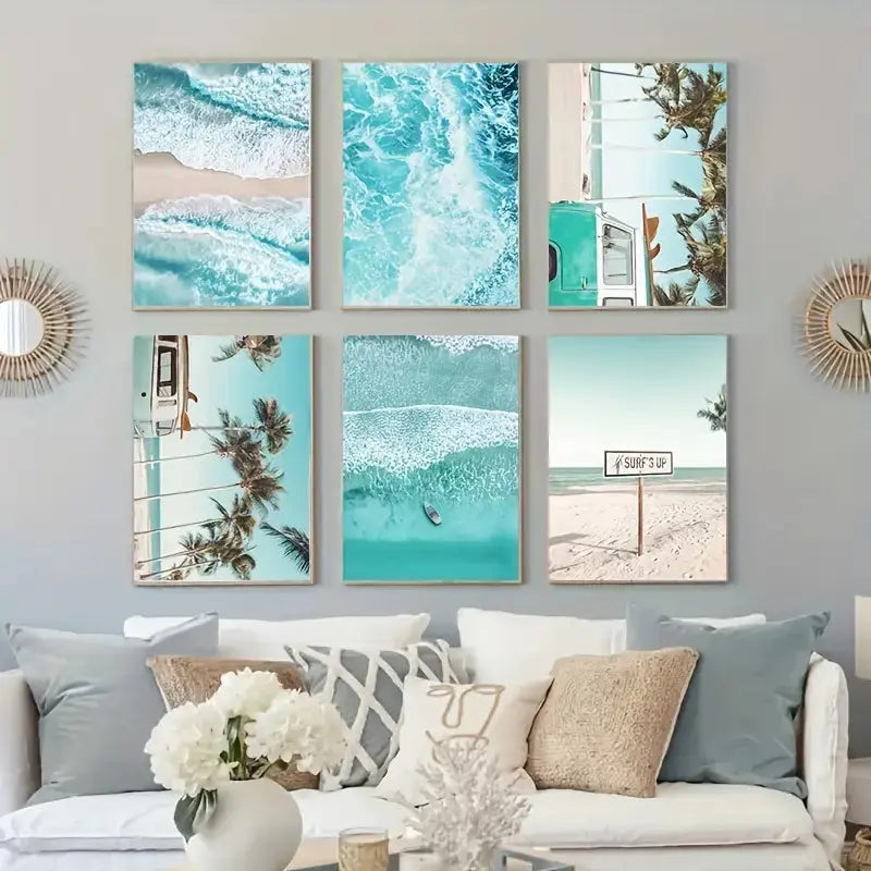 6pcs 7.9x11.8in Decorative Beach Wall Art Set  Warm Home View